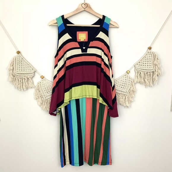 NWT Anthropologie Maeve Davina Striped Layered Dress - Picture 2 of 7